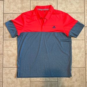 Men’s XL Adidas Golf Polo Red and Greyish Blue bottom